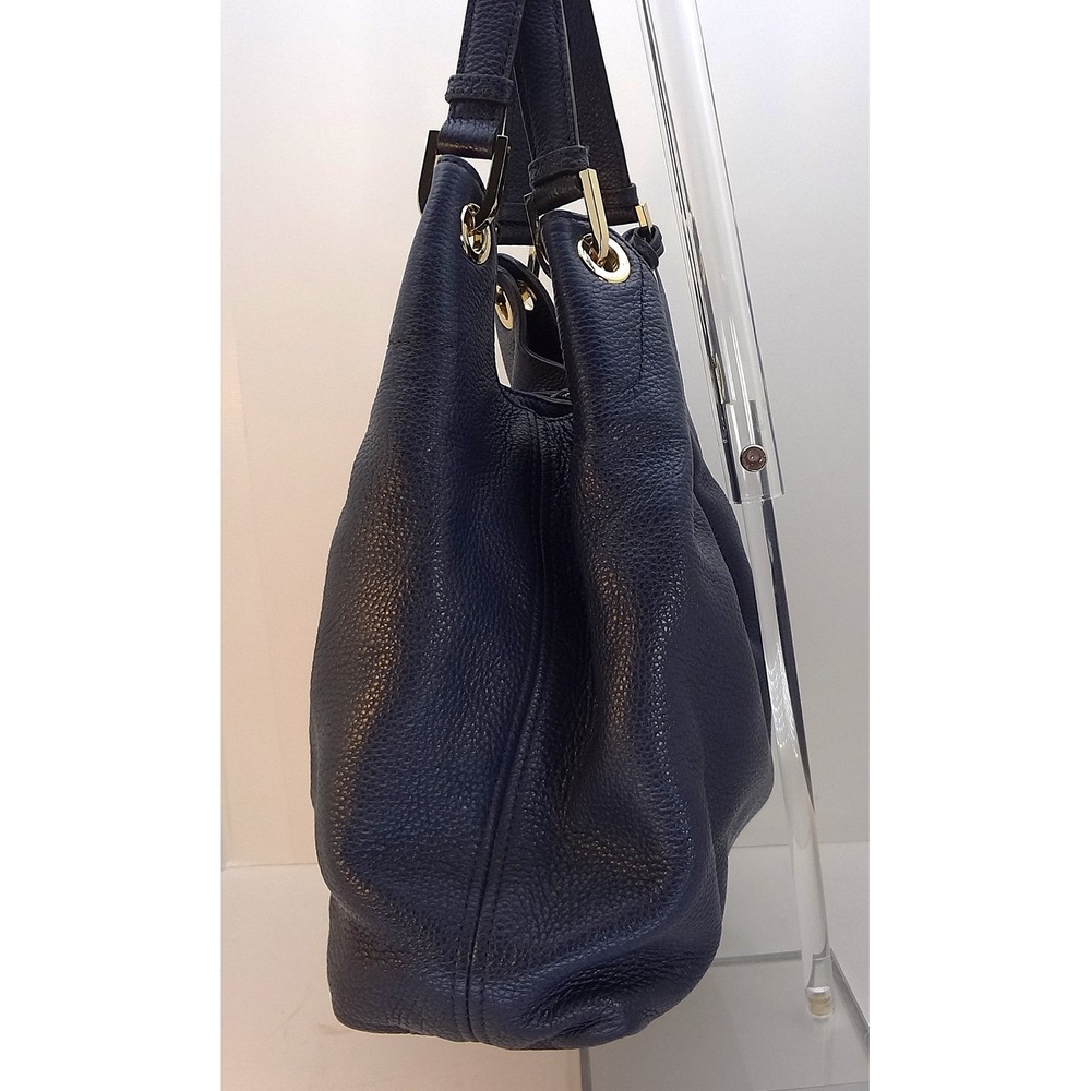 Michael Kors Camden Navy Blue Large Leather Drawstring Bucket Bag Tassels - Picture 4 of 8